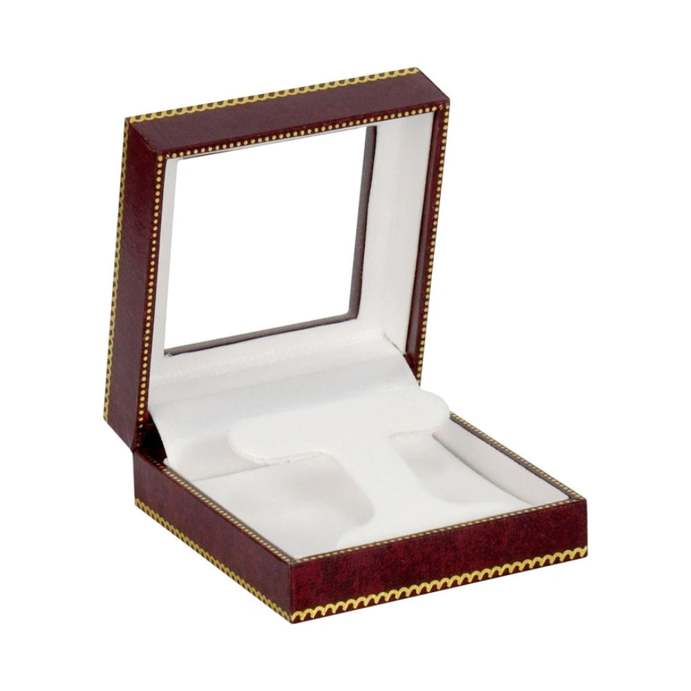 Burgundy Window Leatherette Hoop Earring Box