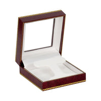 Burgundy Window Leatherette Hoop Earring Box