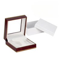 Burgundy Window Leatherette Hoop Earring Box