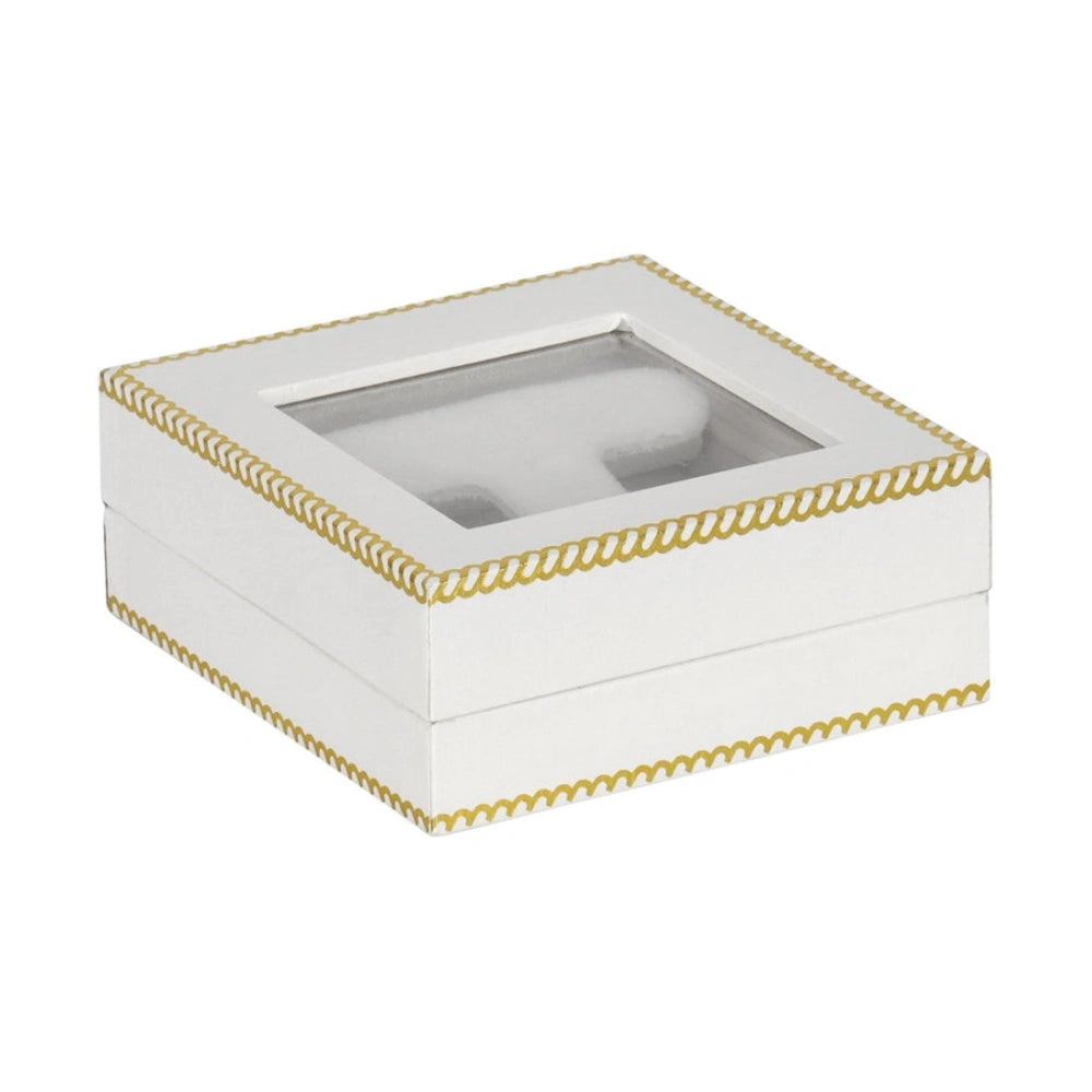White Window Leatherette Hoop Earring Box