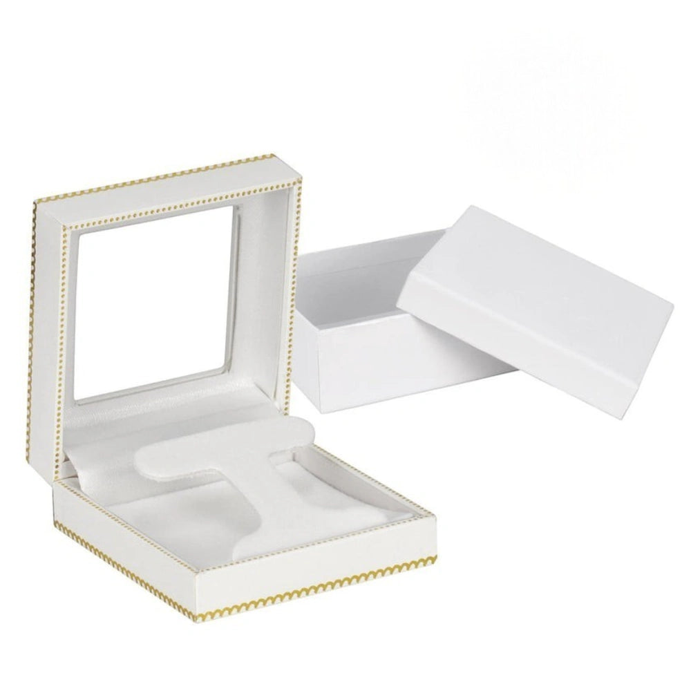 White Window Leatherette Hoop Earring Box