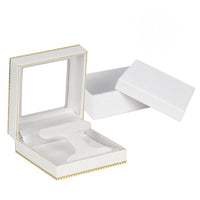 White Window Leatherette Hoop Earring Box