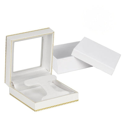 White Window Leatherette Hoop Earring Box