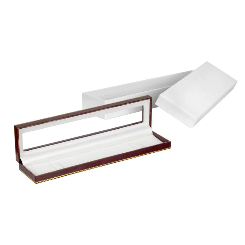 Burgundy Window Leatherette Bracelet Box