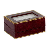 Burgundy Window Leatherette Double Ring Box