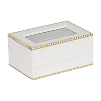 White Window Leatherette Double Ring Box