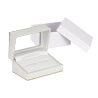 White Window Leatherette Double Ring Box