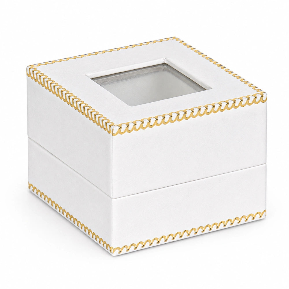 White Window Leatherette Ring Clip Box