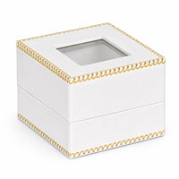 White Window Leatherette Ring Clip Box
