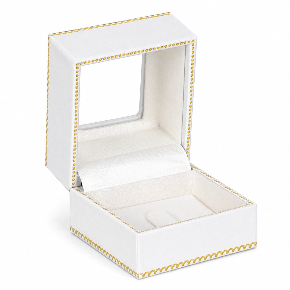 White Window Leatherette Ring Clip Box