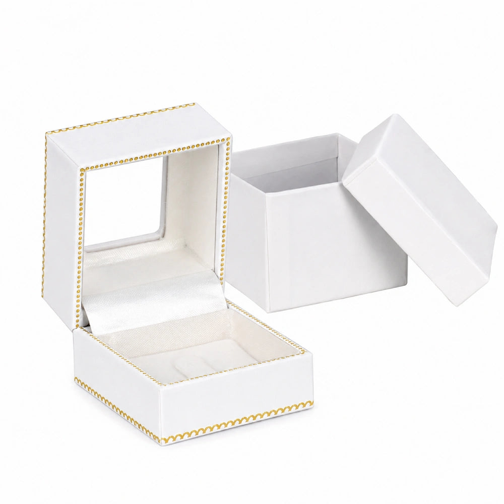 White Window Leatherette Ring Clip Box