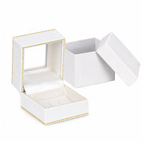 White Window Leatherette Ring Clip Box