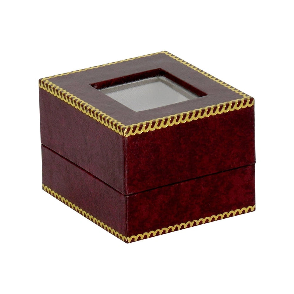 Burgundy Window Leatherette Earring Box