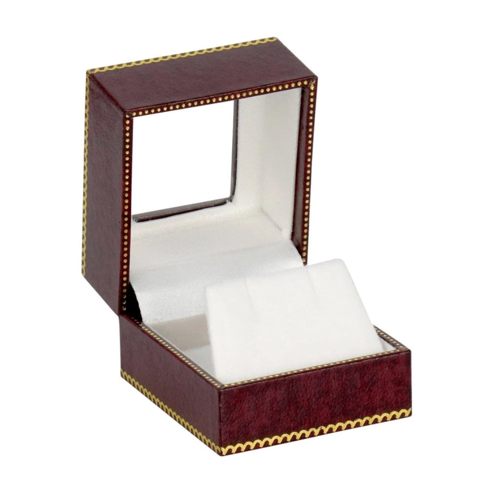 Burgundy Window Leatherette Earring Box