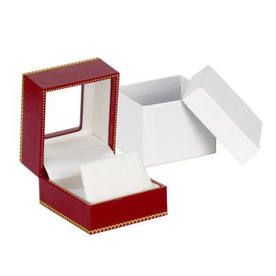Red Window Leatherette Earring Box