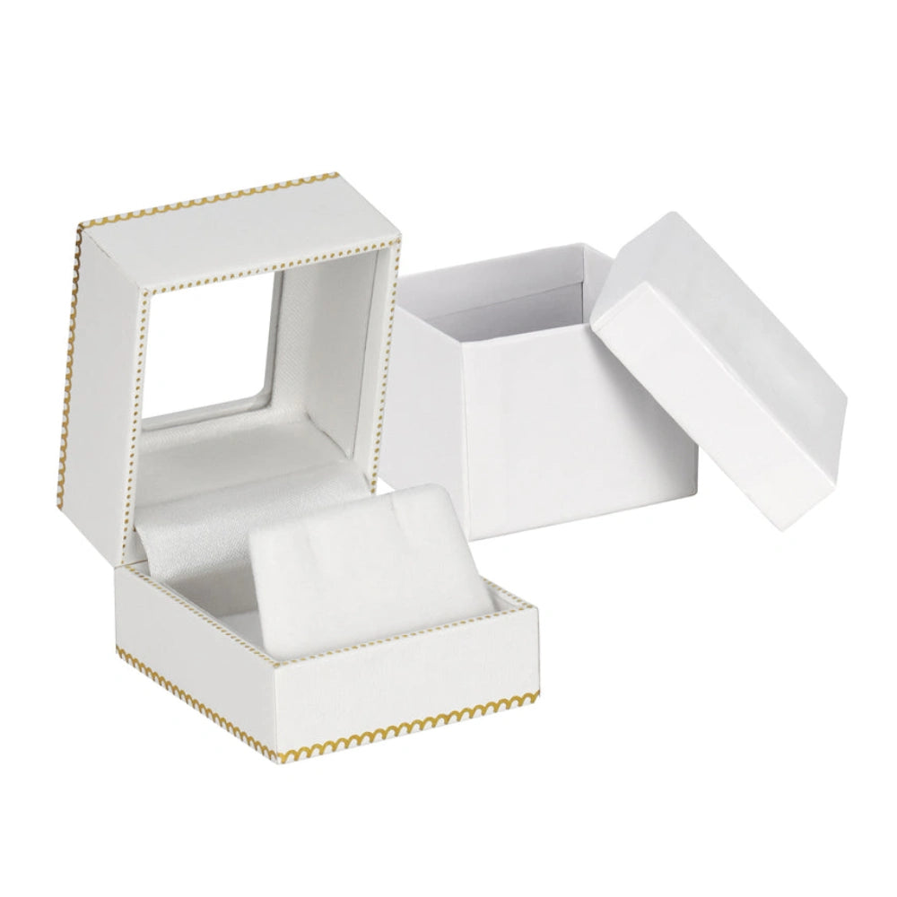 White Window Leatherette Earring Box