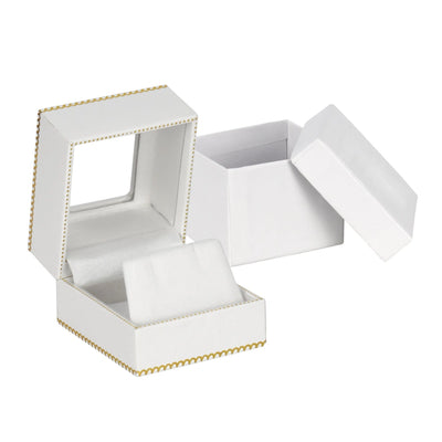 White Window Leatherette Earring Box