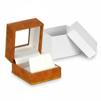 Woodgrain jewelry box with white interior