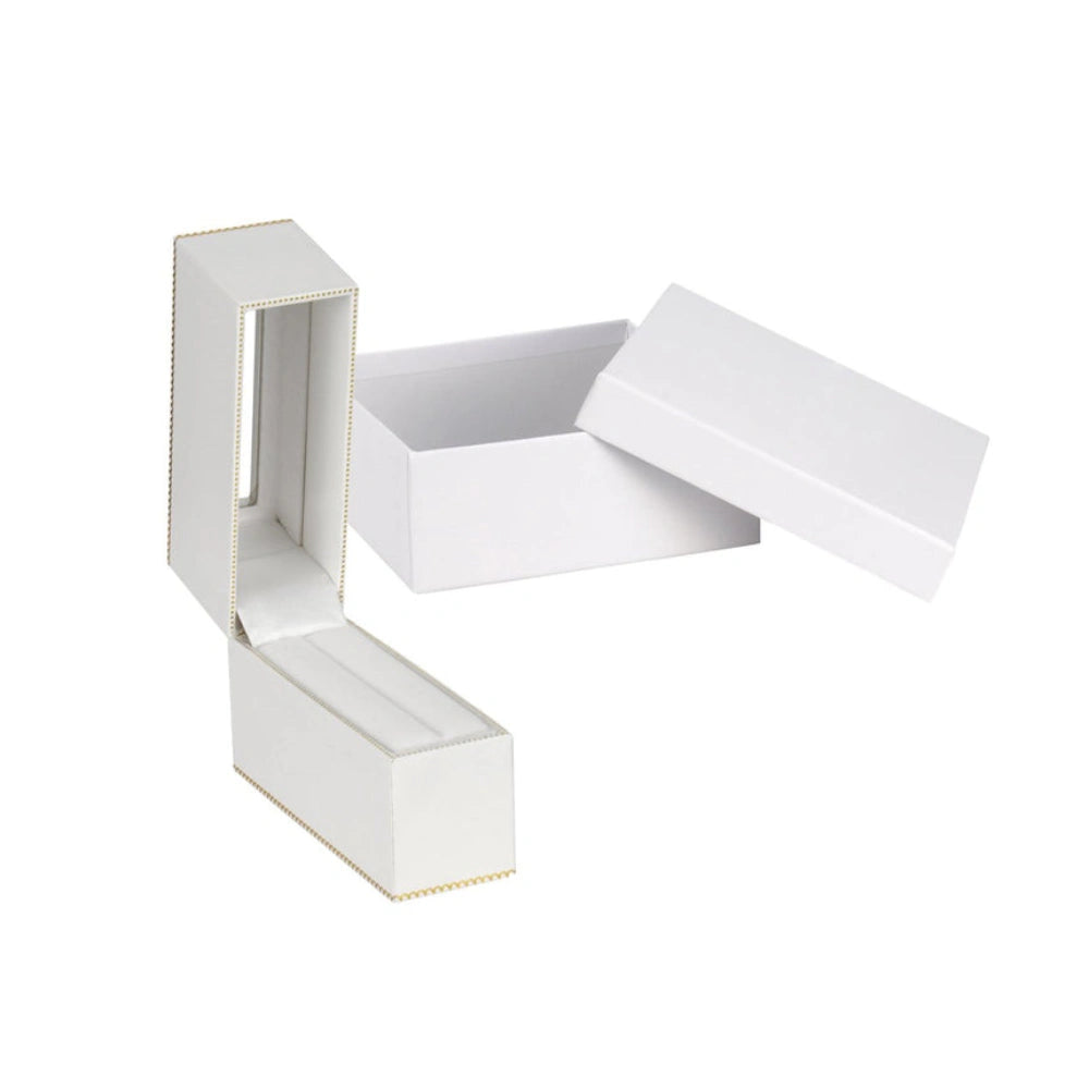 White Window Leatherette Standing Bangle Box