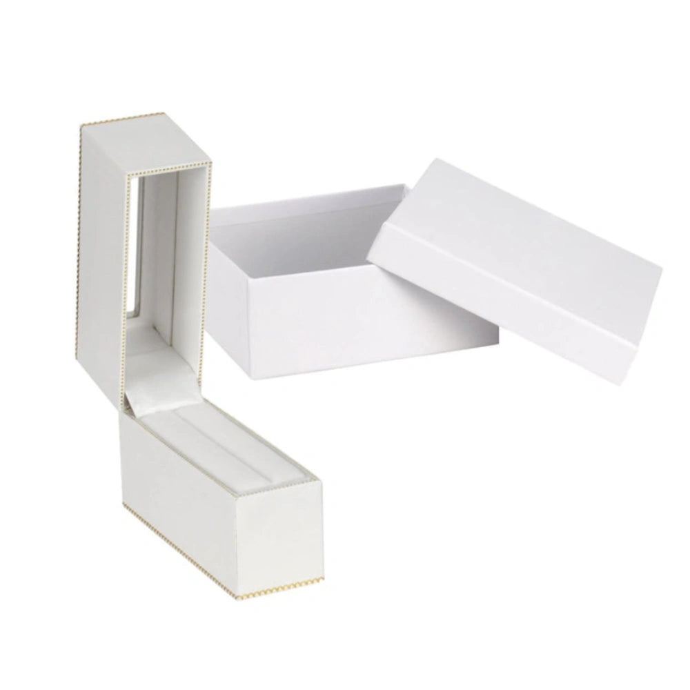 White Window Leatherette Standing Bangle Box