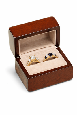 High Veneer Premium Wood Double Ring Box