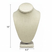 Beige Linen Necklace Jewelry Display Bust Stand Medium