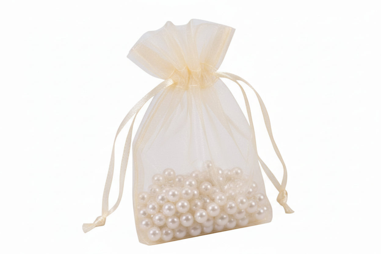 Flat Bottom Organza with Rattail String 3 1/2 x 5 x 1 1/2