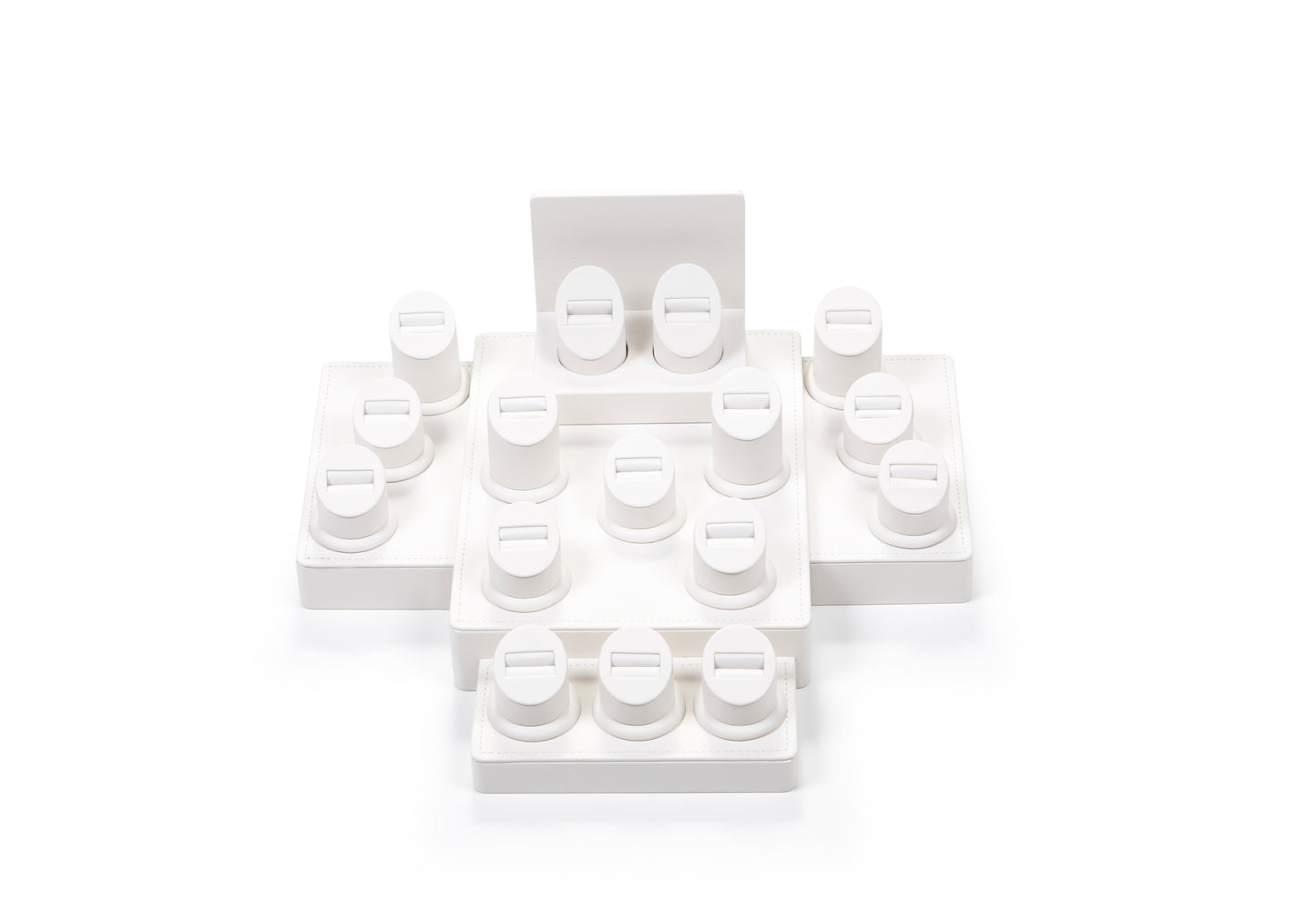 White Leatherette Showcase Display Set