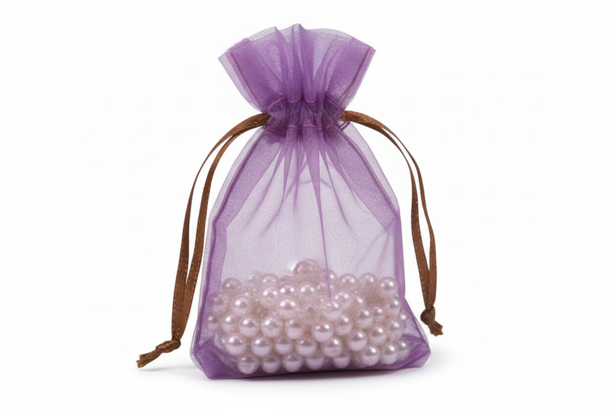 Flat Bottom Organza with Rattail String 3 1/2 x 5 x 1 1/2