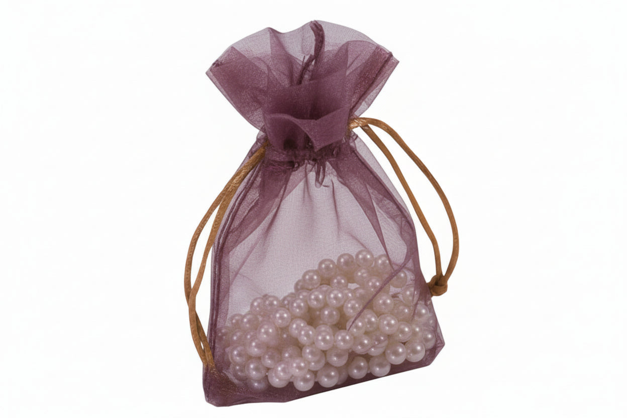 Flat Bottom Organza with Rattail String 3 1/2 x 5 x 1 1/2
