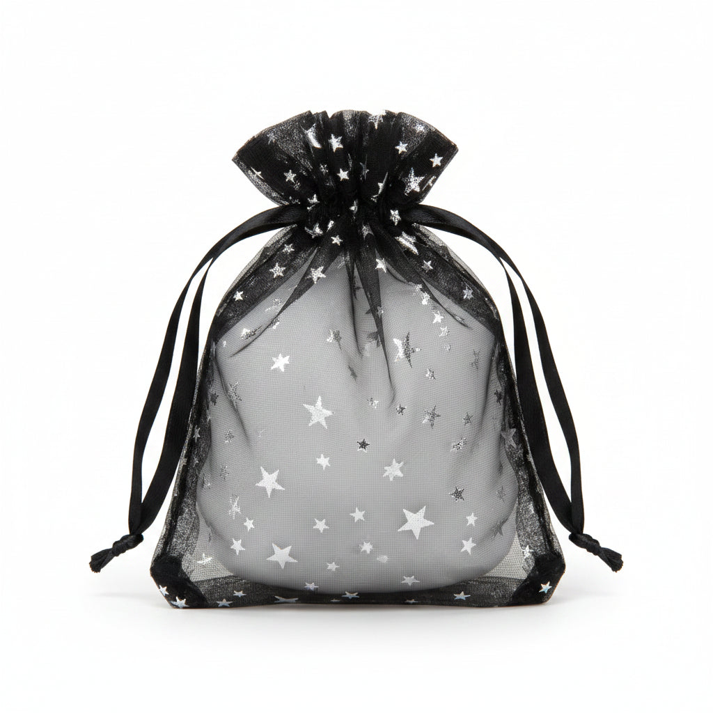 Metallic Star Printe Organza Bag – Novel Box
