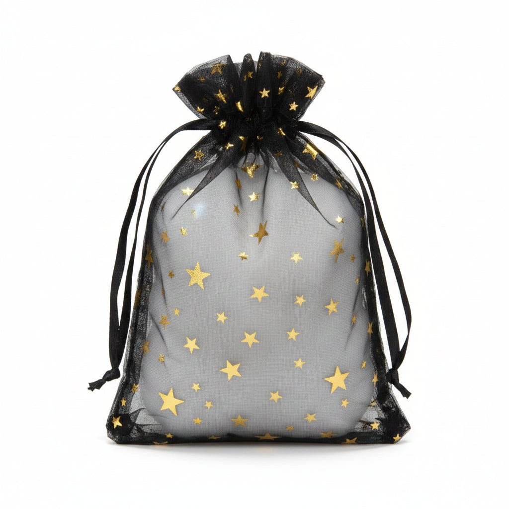 Metallic Star Printe Organza Bag – Novel Box