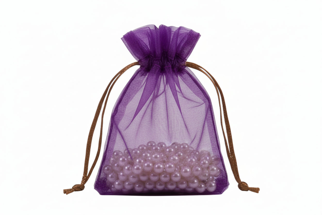Flat Bottom Organza with Rattail String 3 1/2 x 5 x 1 1/2