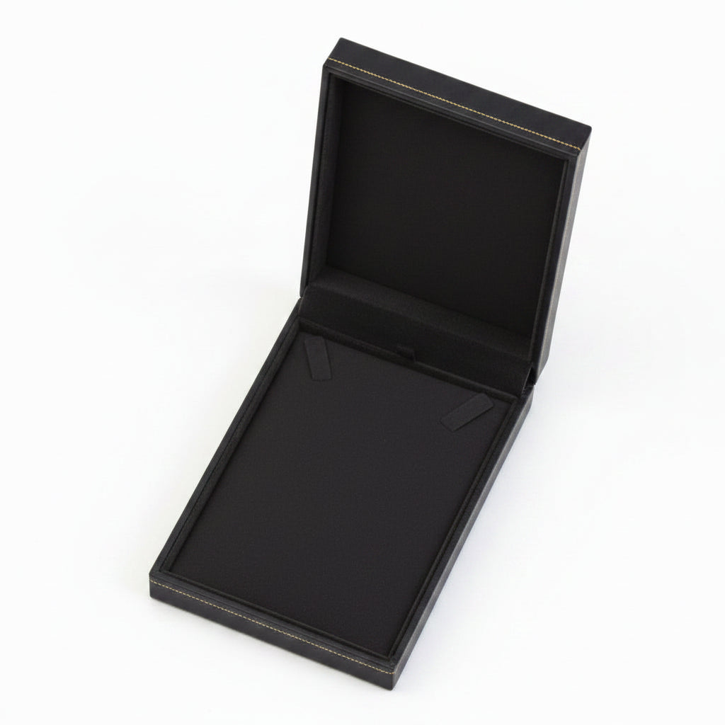 Black Leatherette with Gold Rim Necklace Box