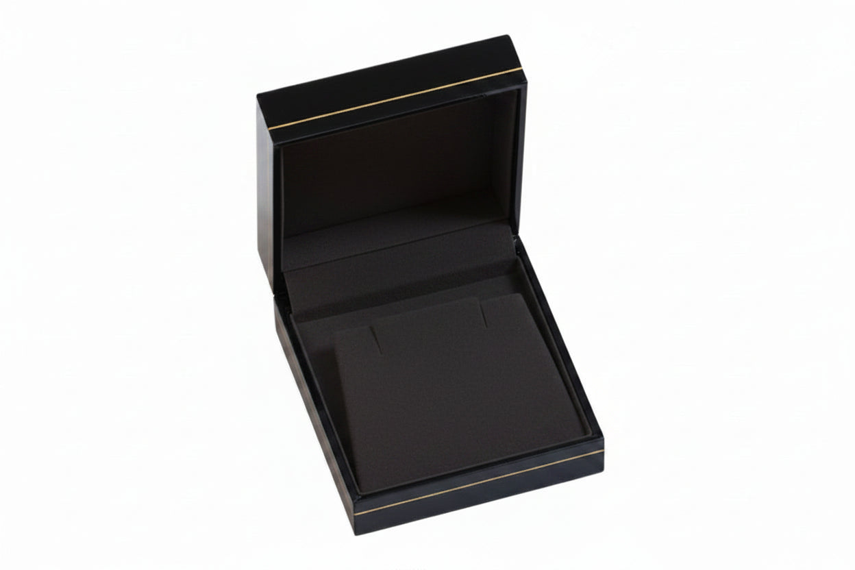 Black Leatherette with Gold Rim Earring Box