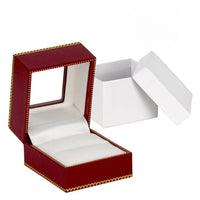 Red Window Leatherette Ring Box