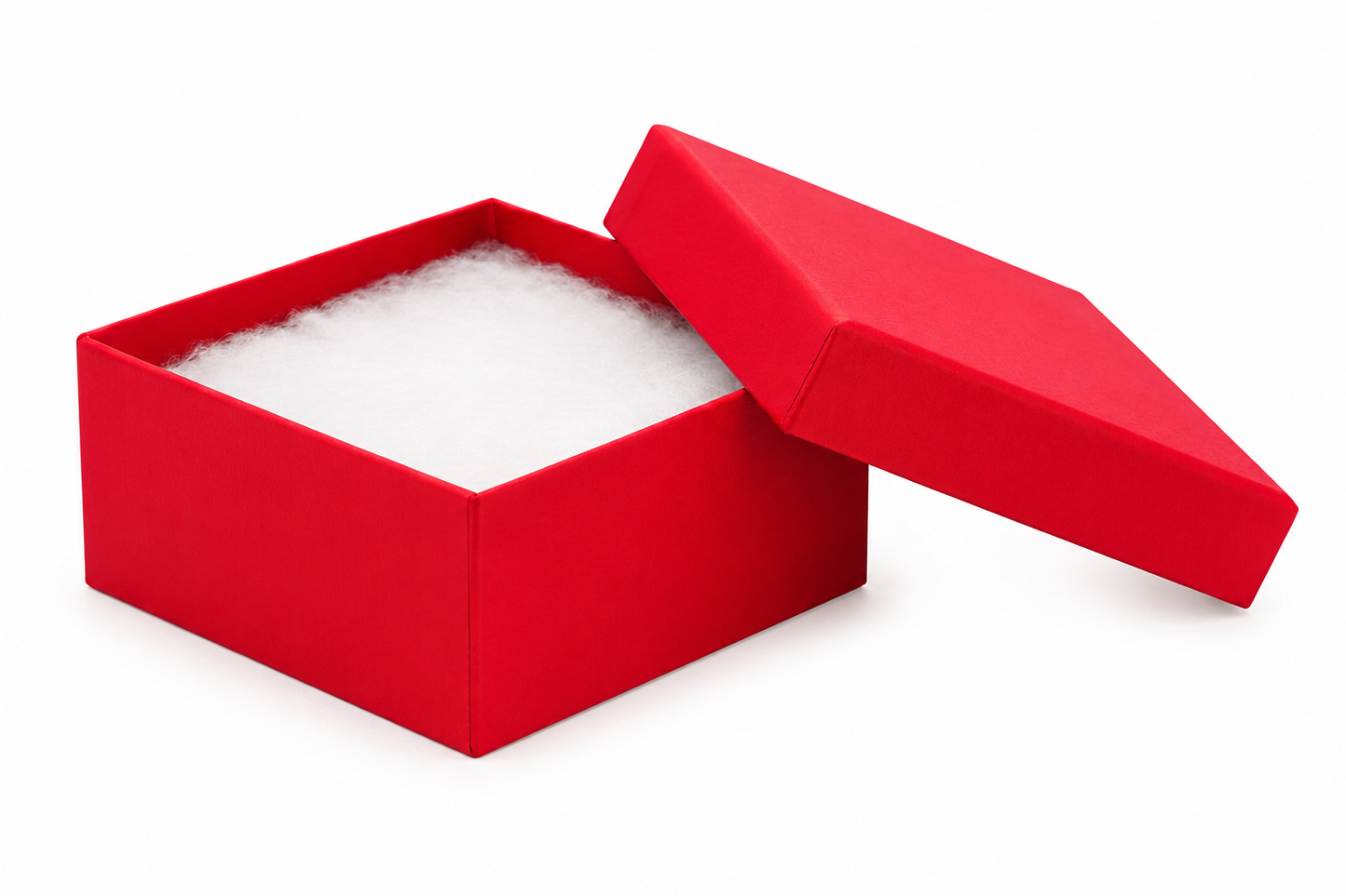 Red gift box with white interior on a white background