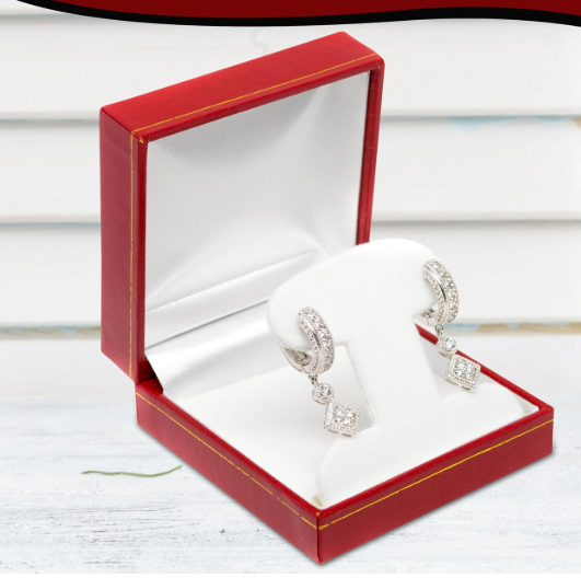 Hoop earrings in a red jewelry box