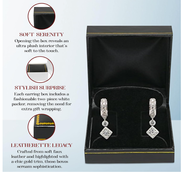 Black jewelry box with diamond earrings 