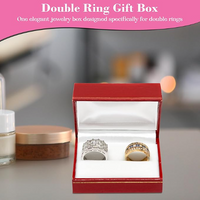 Leatherette with Gold Rim Double Ring Box