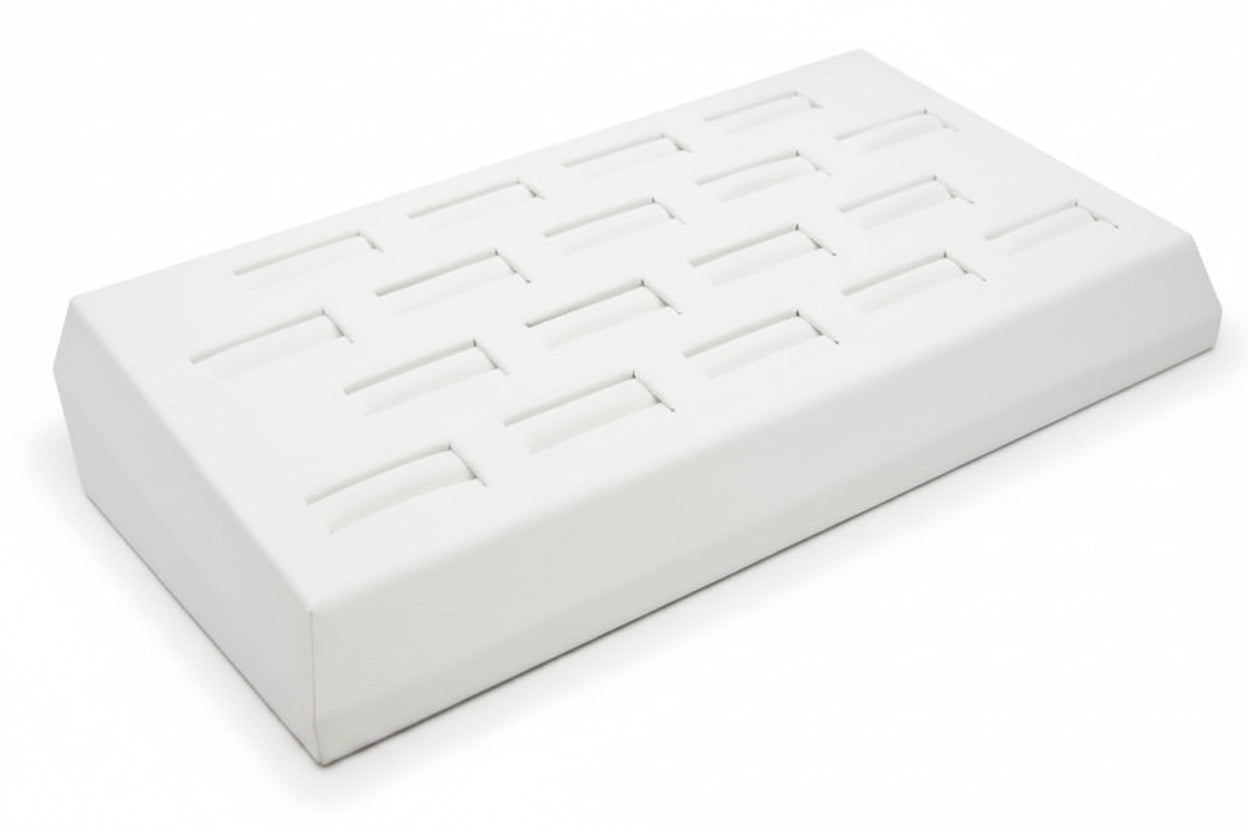 18 Slot White Leatherette Ring/Cufflink Jewelry Tray Display