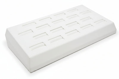 18 Slot White Leatherette Ring/Cufflink Jewelry Tray Display