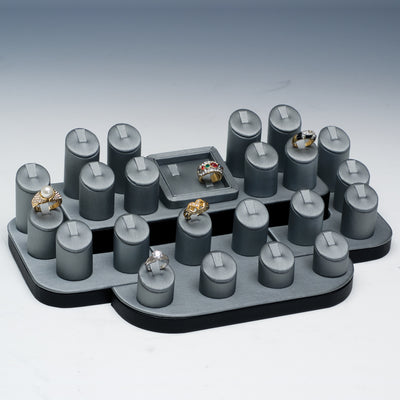 Steel Grey Faux Leather with Black Trim 24-Ring Clip Set Display