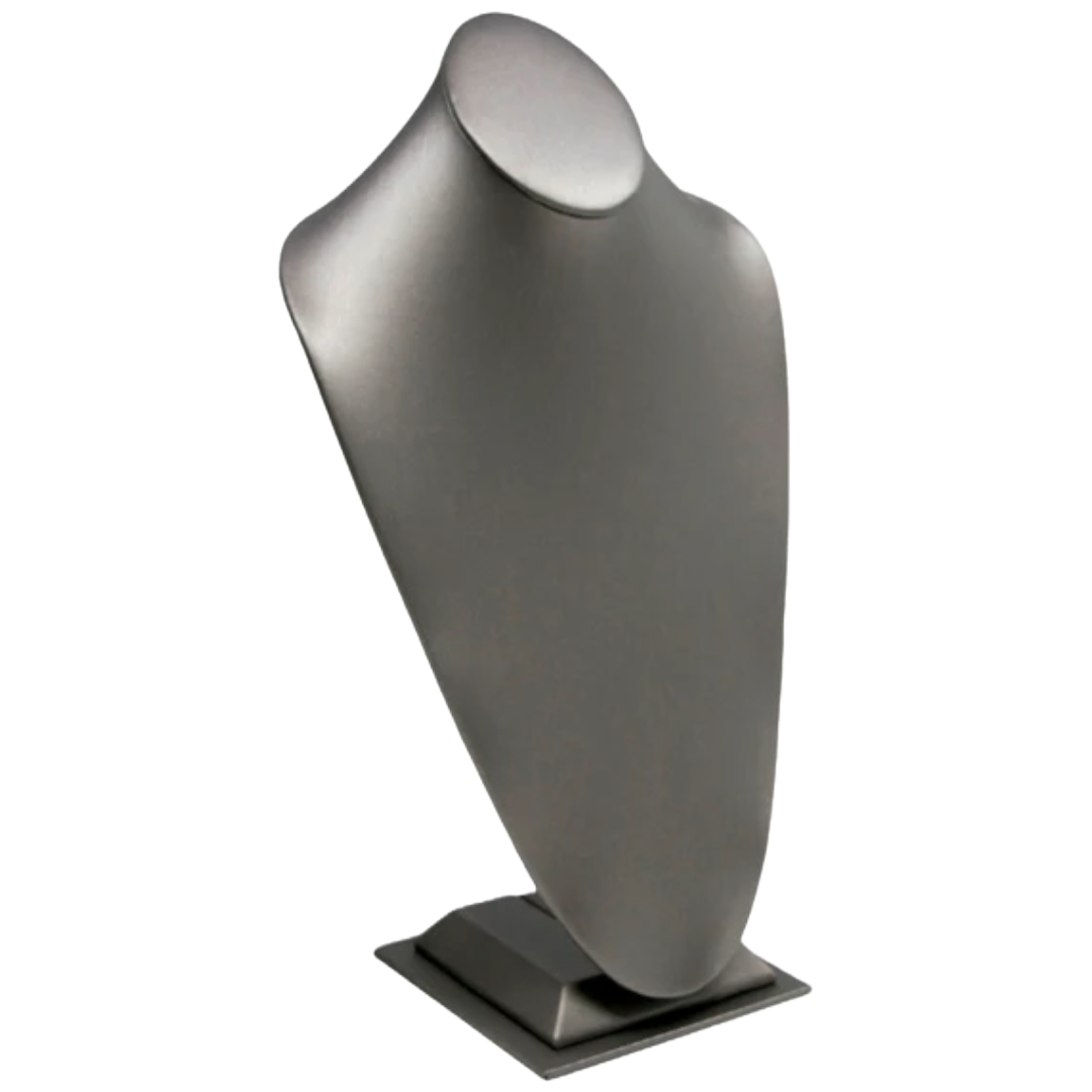 Steel Gray Leatherette Necklace Jewelry Display Bust Stand X-Large