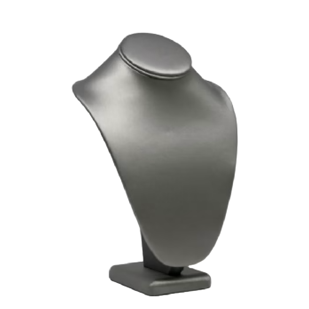 Steel Gray Leatherette Necklace Jewelry Display Bust Stand Large