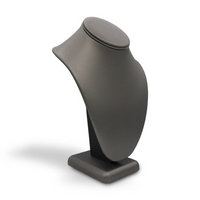 Steel Gray Leatherette Necklace Jewelry Display Bust Stand Medium