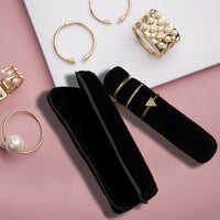 Novel Box Black Velvet Bangle Watch Bracelet Soft Cushioned Roll Display