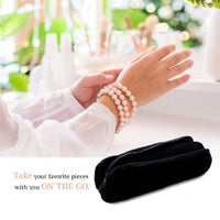 Novel Box Black Velvet Bangle Watch Bracelet Soft Cushioned Roll Display