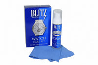 Blitz watch care kit with box, foam, and cloth on a white background