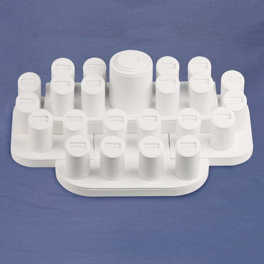 White Faux Leather 23-Ring Slot Display